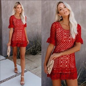 Vici Red Crochet Dress- NWOT